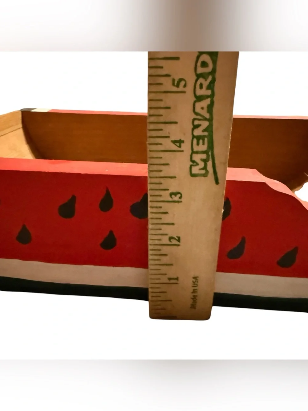 Vintage Handcrafted Wood Watermelon Basket W/ Plate Folk Art Picnic
